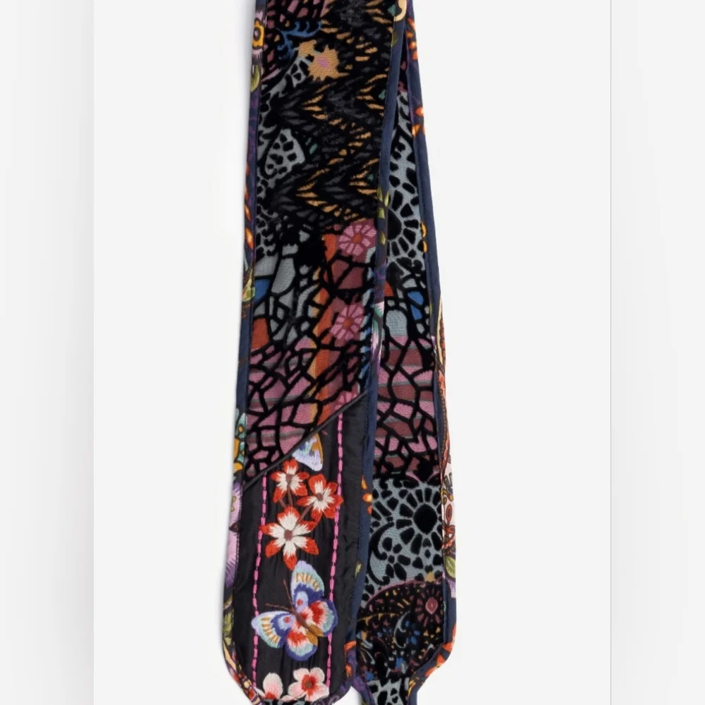 Johnny Was Silk Soundbath Velvet Butterfly Flower Tie Belt Catherine Navah $118 - Picture 2 of 10